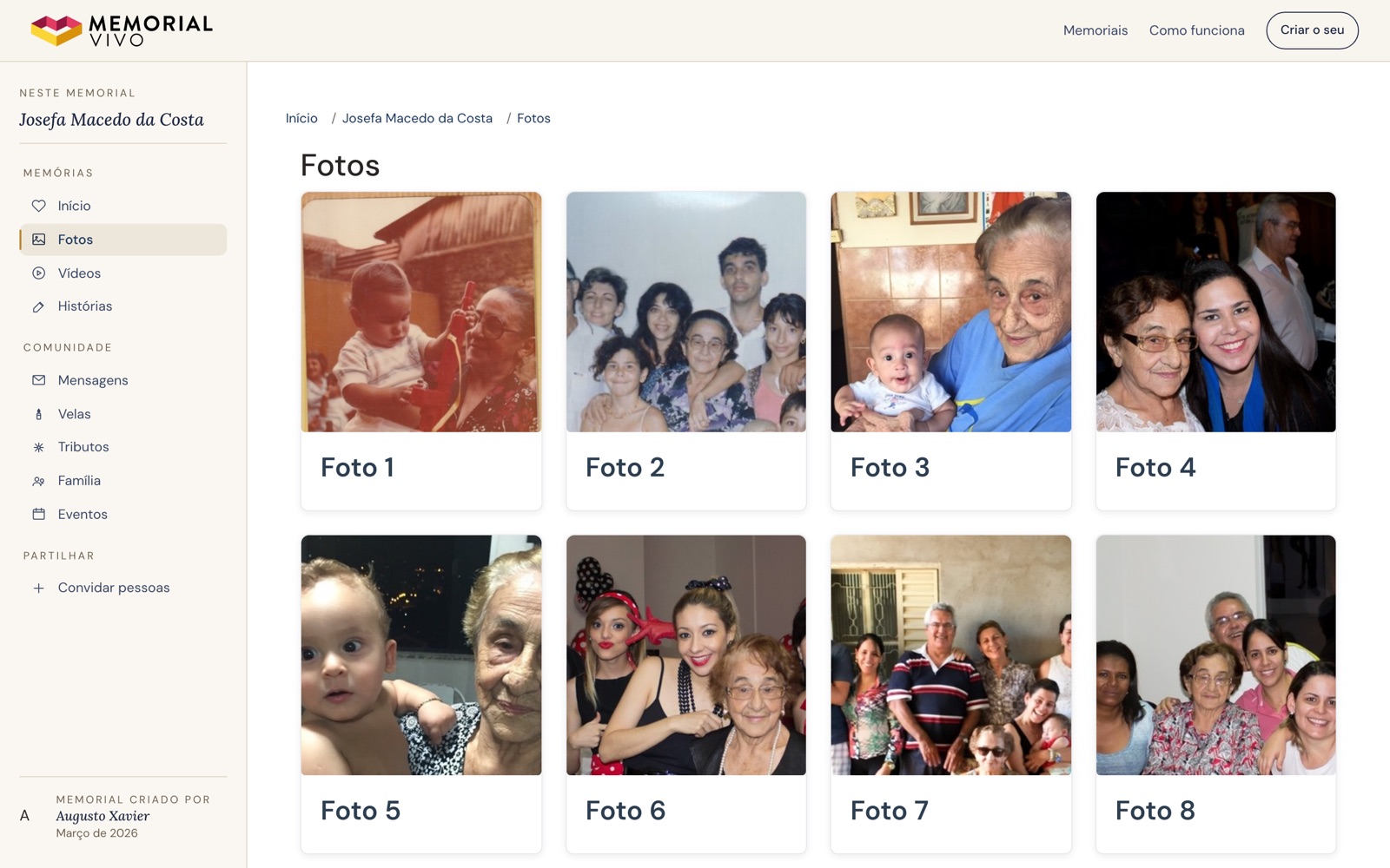 Memorial Vivo — Galeria de fotos